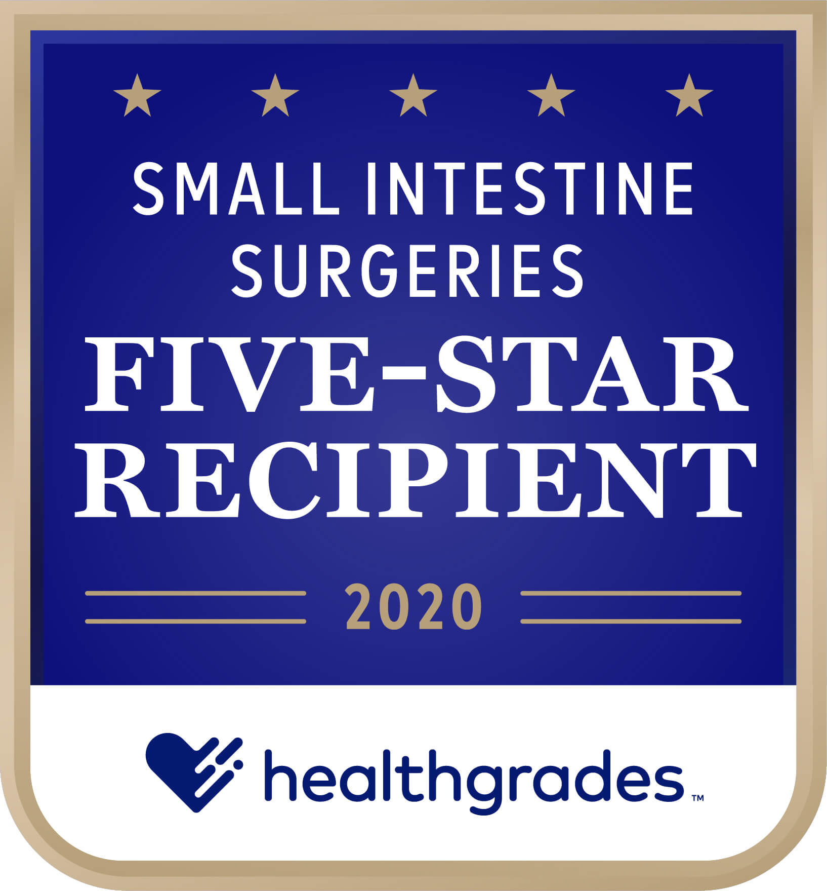 Healthgrades Five-Star Recipient for Small Intestine Surgeries Award 2020